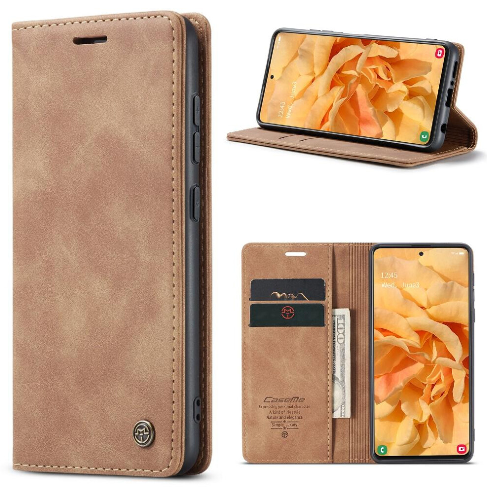 (Yellow) Flip Case For Samsung Galaxy A51 4G Magnetic Closure Shockproof Vintage Pu Leather Wallet Case Card Slot Kickstand Flip Folio Book Yellow 764549486373