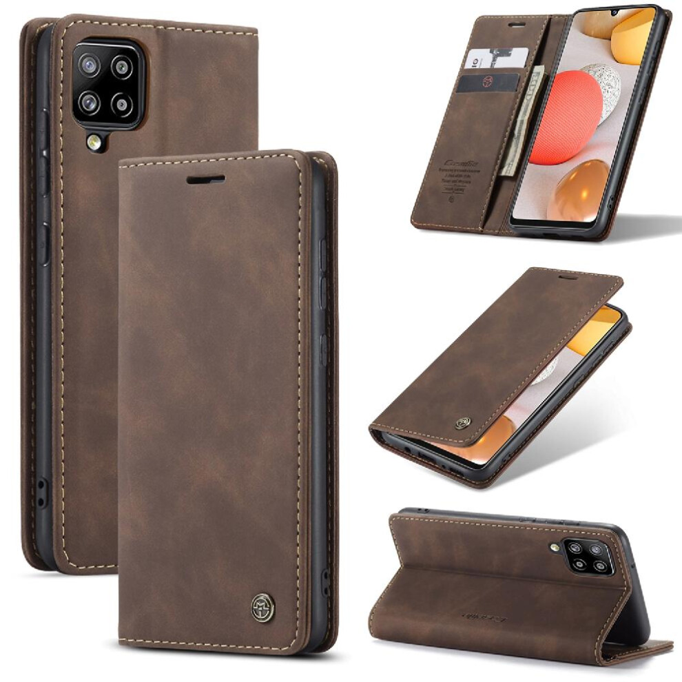 (Brown) Flip Case For Samsung Galaxy A42 5G Case Card Slot Kickstand Flip Folio Book Magnetic Closure Shockproof Vintage Pu Leather Wallet Brown 764549486441