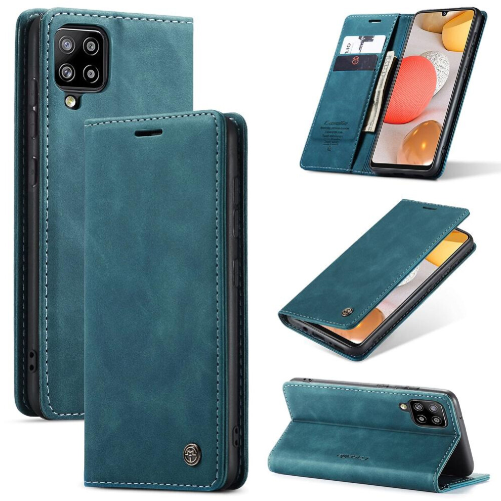 (Blue) Flip Case For Samsung Galaxy A42 5G Case Card Slot Kickstand Flip Folio Book Magnetic Closure Shockproof Vintage Pu Leather Wallet Blue 764549486434