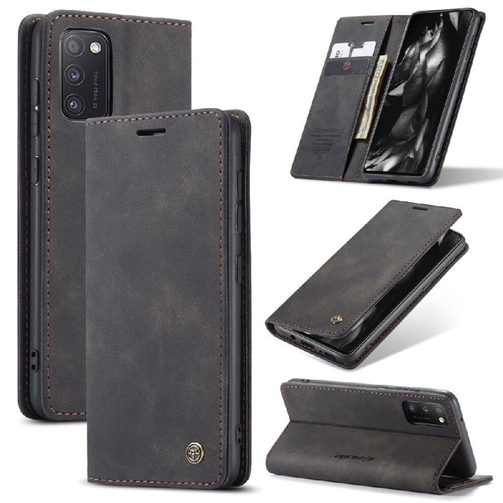 (Black) Flip Case For Samsung Galaxy A41 Case Card Slot Kickstand Magnetic Closure Shockproof Vintage Pu Leather Wallet Flip Folio Book Black 764549486502