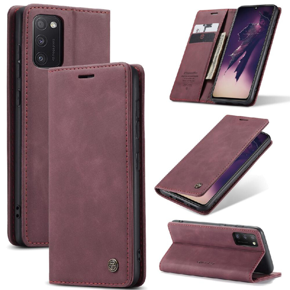 (Red) Flip Case For Samsung Galaxy A41 Case Card Slot Kickstand Magnetic Closure Shockproof Vintage Pu Leather Wallet Flip Folio Book Red 764549486465