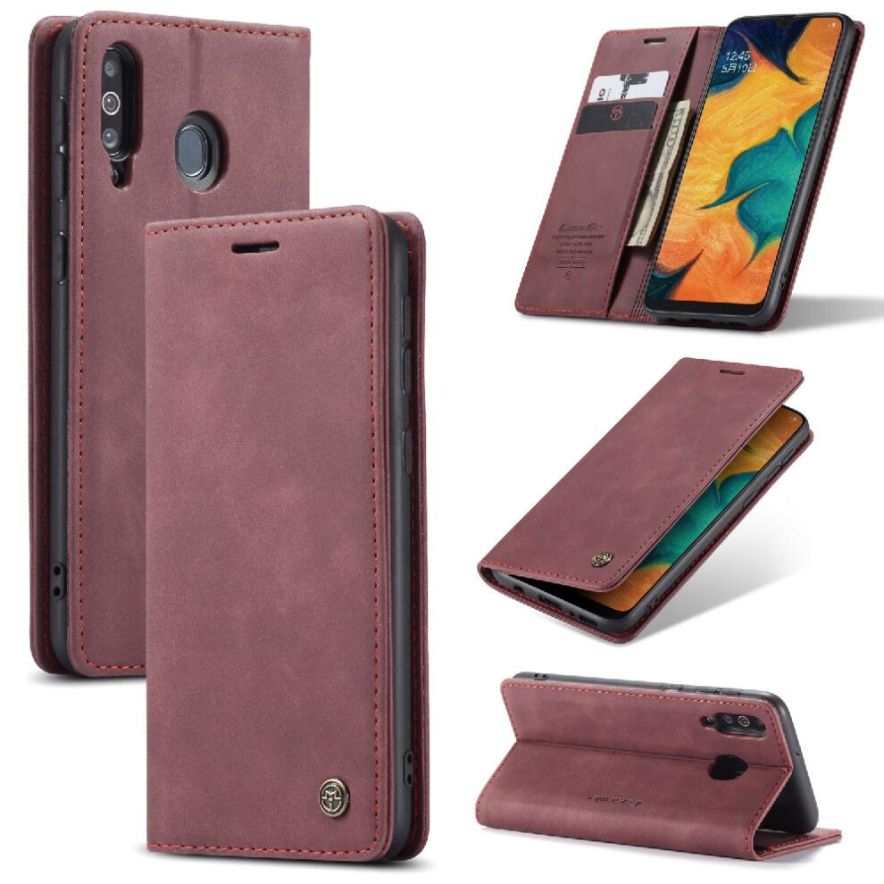 (Red) Flip Case For Samsung Galaxy A40s/M30 Case Card Slot Kickstand Vintage Pu Leather Wallet Flip Folio Book Magnetic Closure Shockproof Red 764549486519