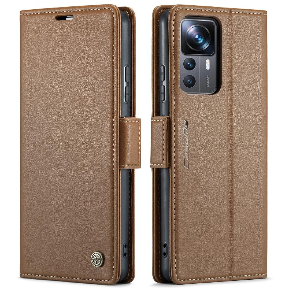 (Brown) Caseme Case For Xiaomi 12T/12T Pro Shockproof Case Kickstand Anti Fraud Wallet Case Card Slot Brown 764549488537
