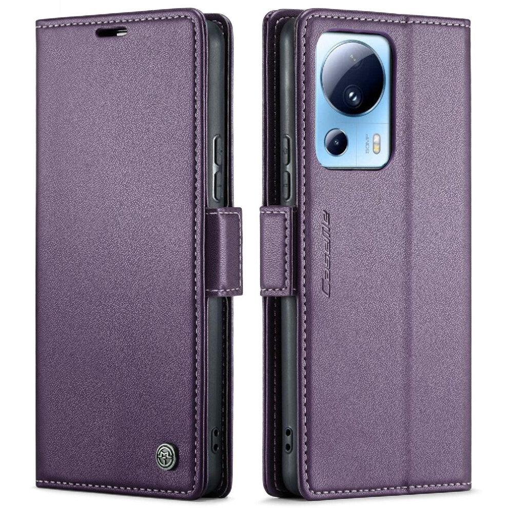 (Purple) Caseme Case For Xiaomi 13 Lite Card Slot Wallet Case Shockproof Case Kickstand Anti Fraud Purple 764549488926