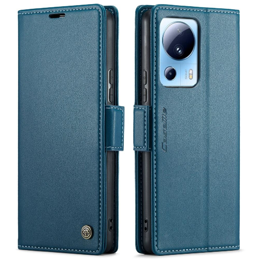 (Blue) Caseme Case For Xiaomi 13 Lite Card Slot Wallet Case Shockproof Case Kickstand Anti Fraud Blue 764549488889