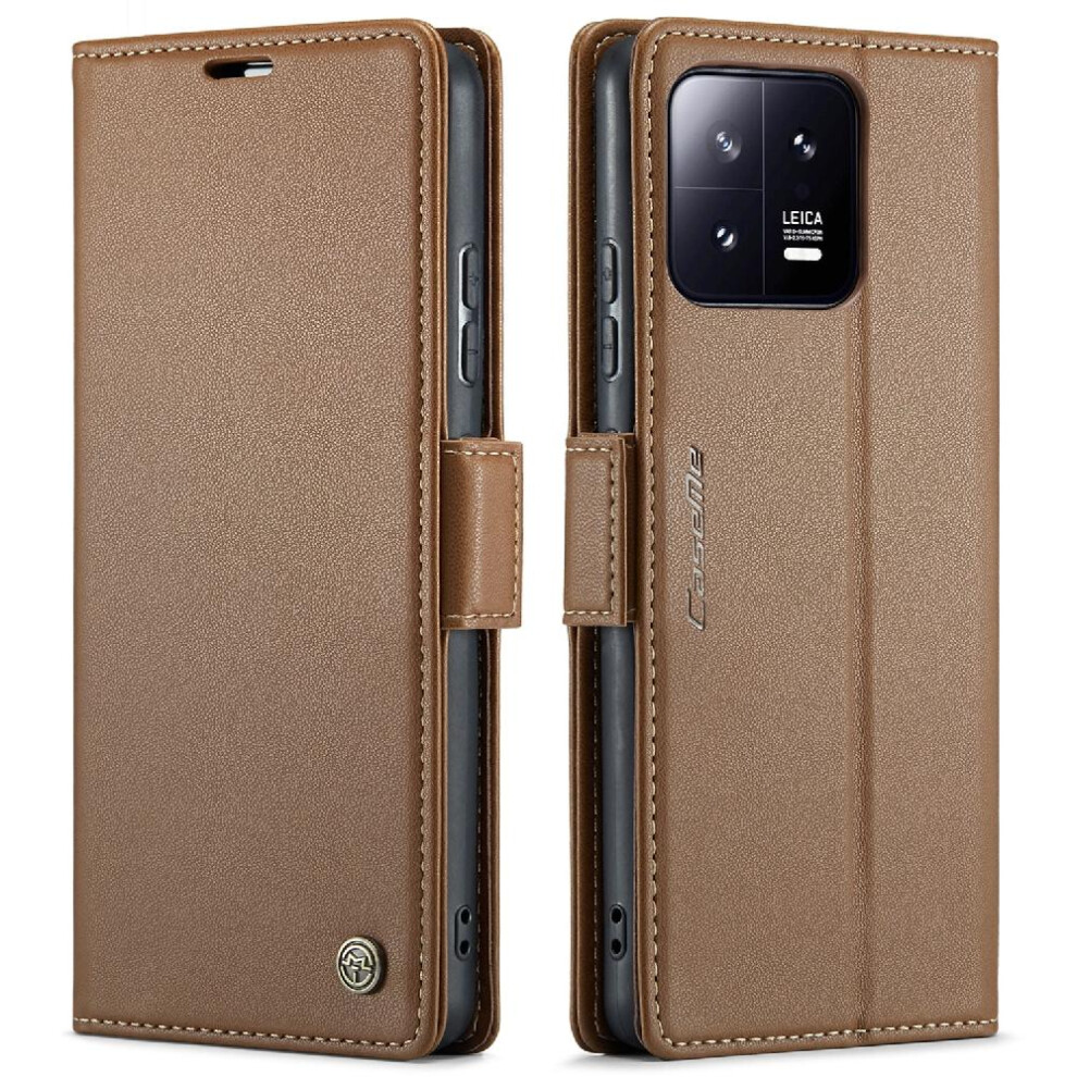 (Brown) Caseme Case For Xiaomi 13 Anti Fraud Kickstand Shockproof Case Card Slot Wallet Case Brown 764549488957