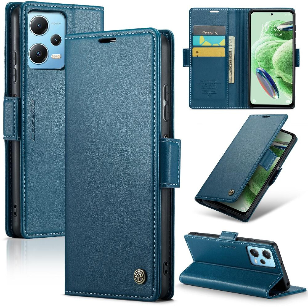 (Blue) Caseme Case For Xiaomi Poco X5 5G Shockproof Case Kickstand Anti Fraud Card Slot Wallet Case Blue 764549489060