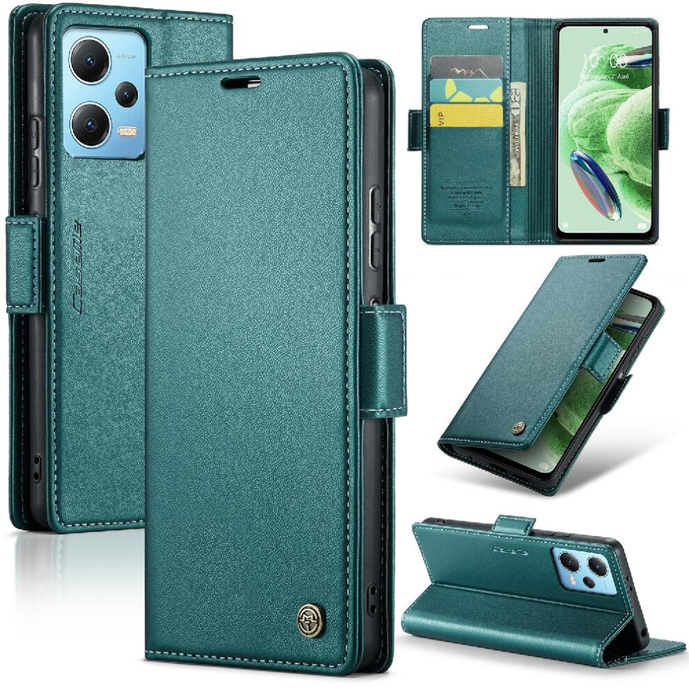 (Green) Caseme Case For Xiaomi Poco X5 5G Shockproof Case Kickstand Anti Fraud Card Slot Wallet Case Green 764549489053