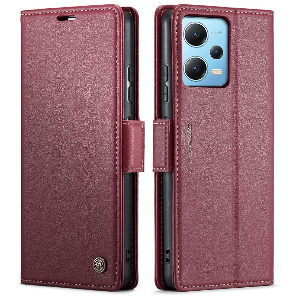 (Red) Caseme Case For Xiaomi Mi Note 12 5G Shockproof Case Wallet Case Card Slot Kickstand Anti Fraud Red 764549489152