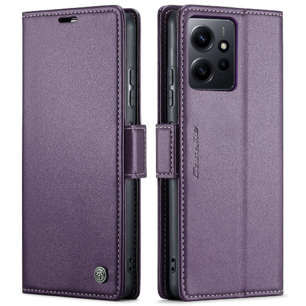 (Purple) Caseme Case For Xiaomi Redmi Note 12 4G Wallet Case Kickstand Anti Fraud Shockproof Case Card Slot Purple 764549489220