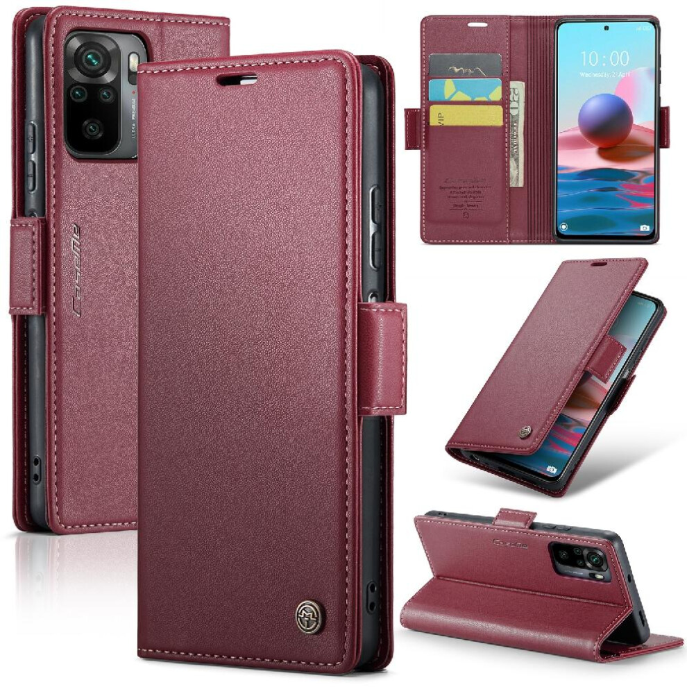 (Red) Caseme Case For Xiaomi Mi Note10 4G/Note 10S Shockproof Case Wallet Case Card Slot Kickstand Anti Fraud Red 764549489275