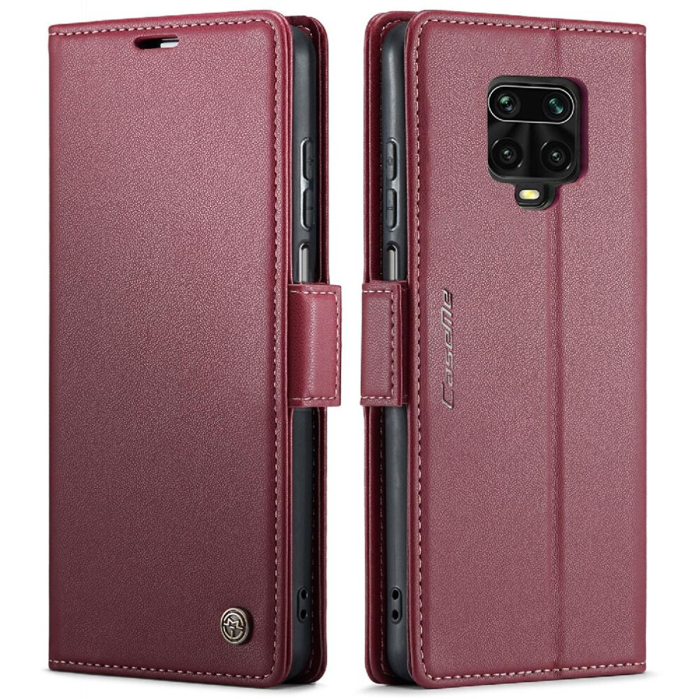(Red) Caseme Case For Xiaomi Mi Note 9S/Note 9 Pro Shockproof Case Anti Fraud Wallet Case Kickstand Card Slot Red 764549489398