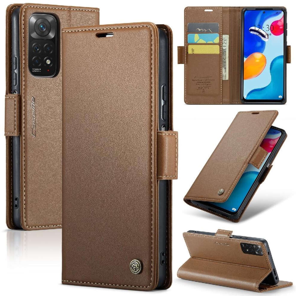 (Brown) Caseme Case For Xiaomi Redmi Note 12S 4G Anti Fraud Wallet Case Card Slot Kickstand Shockproof Case Brown 764549489671