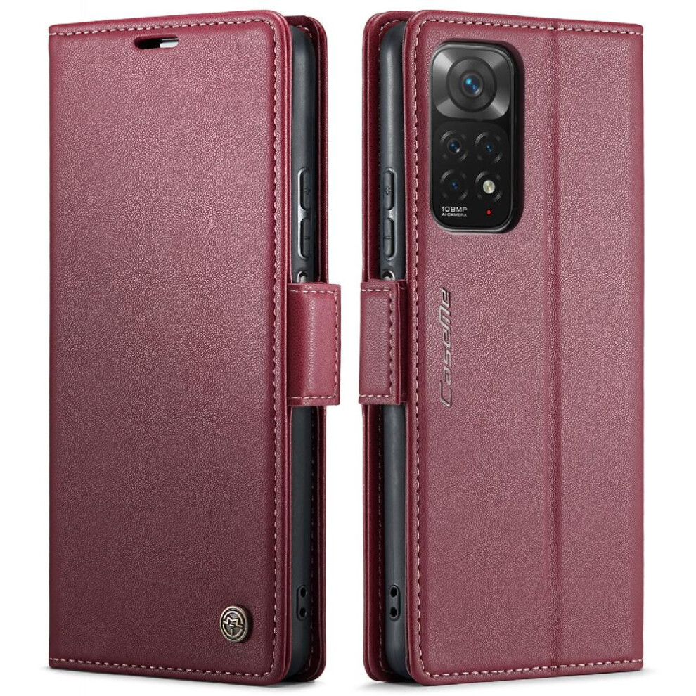 (Red) Caseme Case For Xiaomi Mi Note 12S 4G Anti Fraud Wallet Case Card Slot Kickstand Shockproof Case Red 764549489695