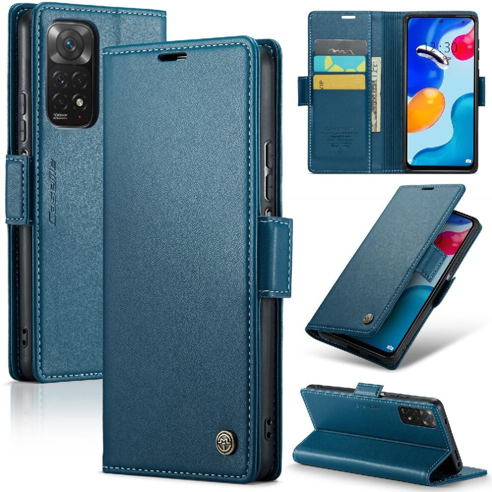 (Blue) Caseme Case For Xiaomi Redmi Note 11 4G/Note 11S Shockproof Case Anti Fraud Card Slot Wallet Case Kickstand Blue 764549489725