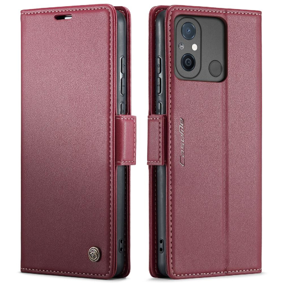 (Red) Caseme Case For Xiaomi Mi 12C Kickstand Wallet Case Anti Fraud Shockproof Case Card Slot Red 764549489879