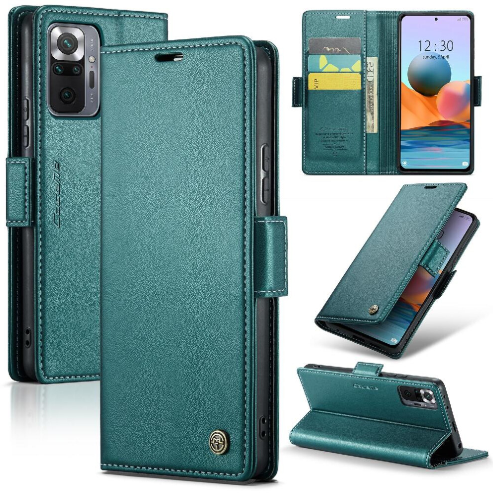 (Green) Caseme Case For Xiaomi Redmi Note 10 Pro 4G Shockproof Case Kickstand Anti Fraud Wallet Case Card Slot Green 764549489954