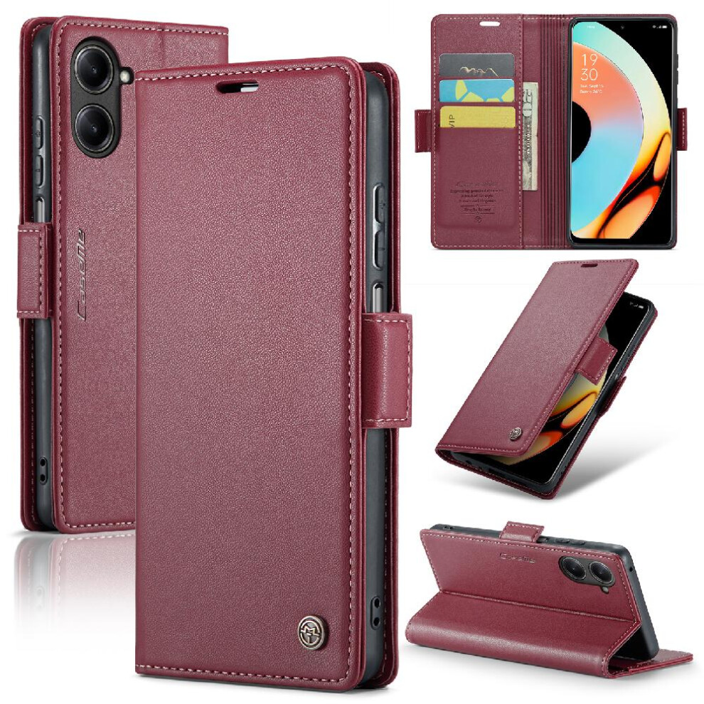 (Red) Caseme Case For Realme 10 Pro Shockproof Case Card Slot Kickstand Anti Fraud Wallet Case Red 764549490233