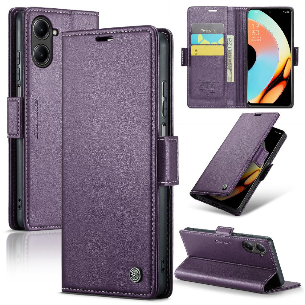 (Purple) Caseme Case For Realme 10 Pro Shockproof Case Card Slot Kickstand Anti Fraud Wallet Case Purple 764549490240