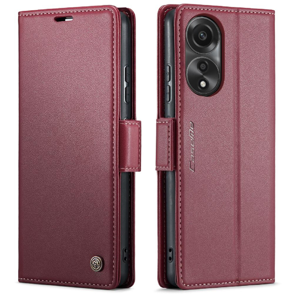 (Red) Caseme Case For Oppo A78 4G Card Slot Kickstand Anti Fraud Shockproof Case Wallet Case Red 764549490417