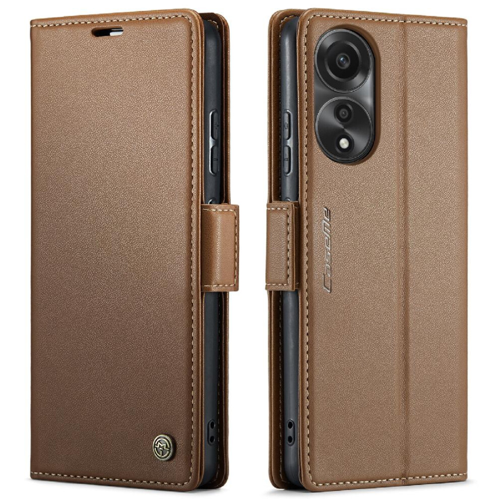 (Brown) Caseme Case For Oppo A78 4G Card Slot Kickstand Anti Fraud Shockproof Case Wallet Case Brown 764549490394