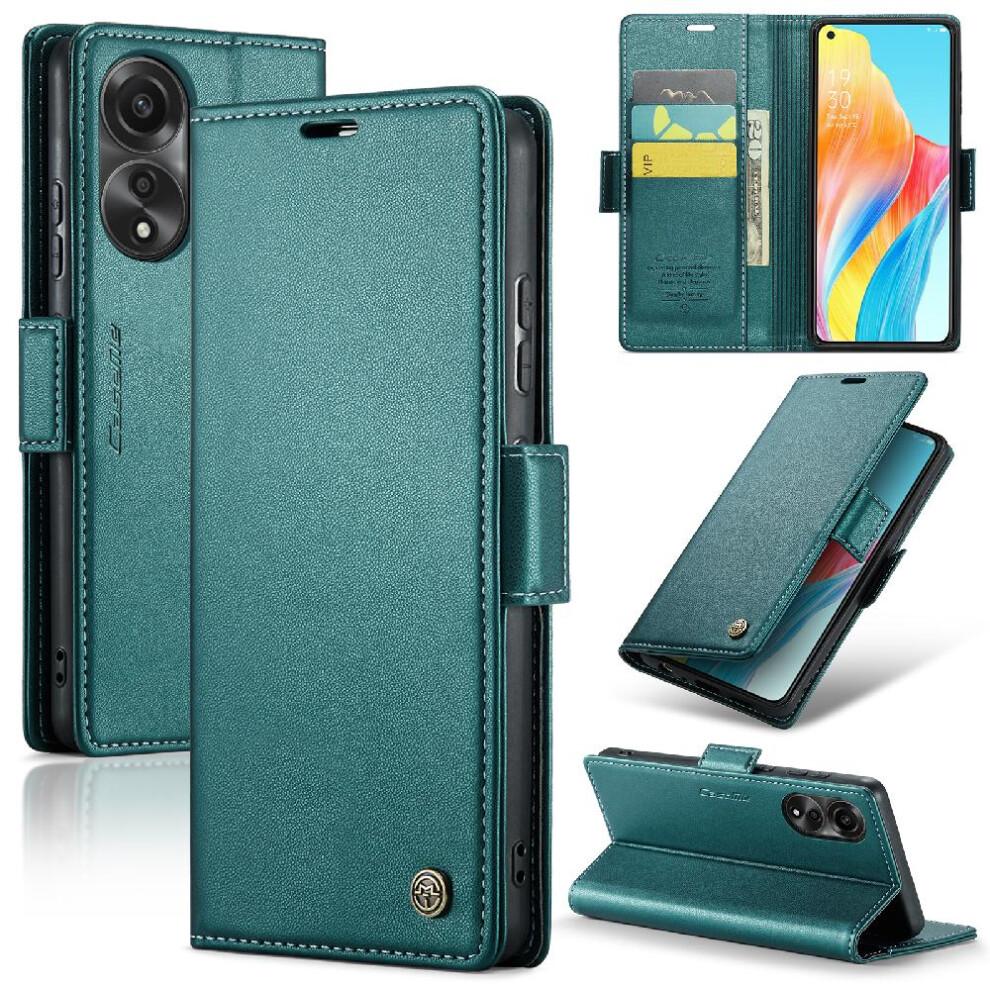 (Green) Caseme Case For Oppo A78 4G Card Slot Kickstand Anti Fraud Shockproof Case Wallet Case Green 764549490370