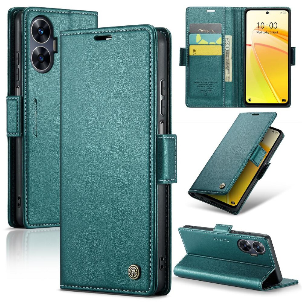 (Green) Caseme Case For Realme C55 Card Slot Kickstand Shockproof Case Anti Fraud Wallet Case Green 764549490431