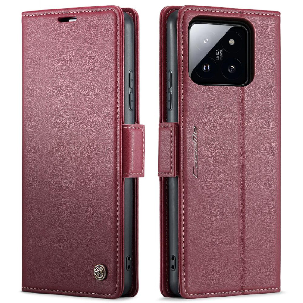 (Red) Caseme Case For Xiaomi 14 Shockproof Case Kickstand Card Slot Anti Fraud Wallet Case Red 764549490714