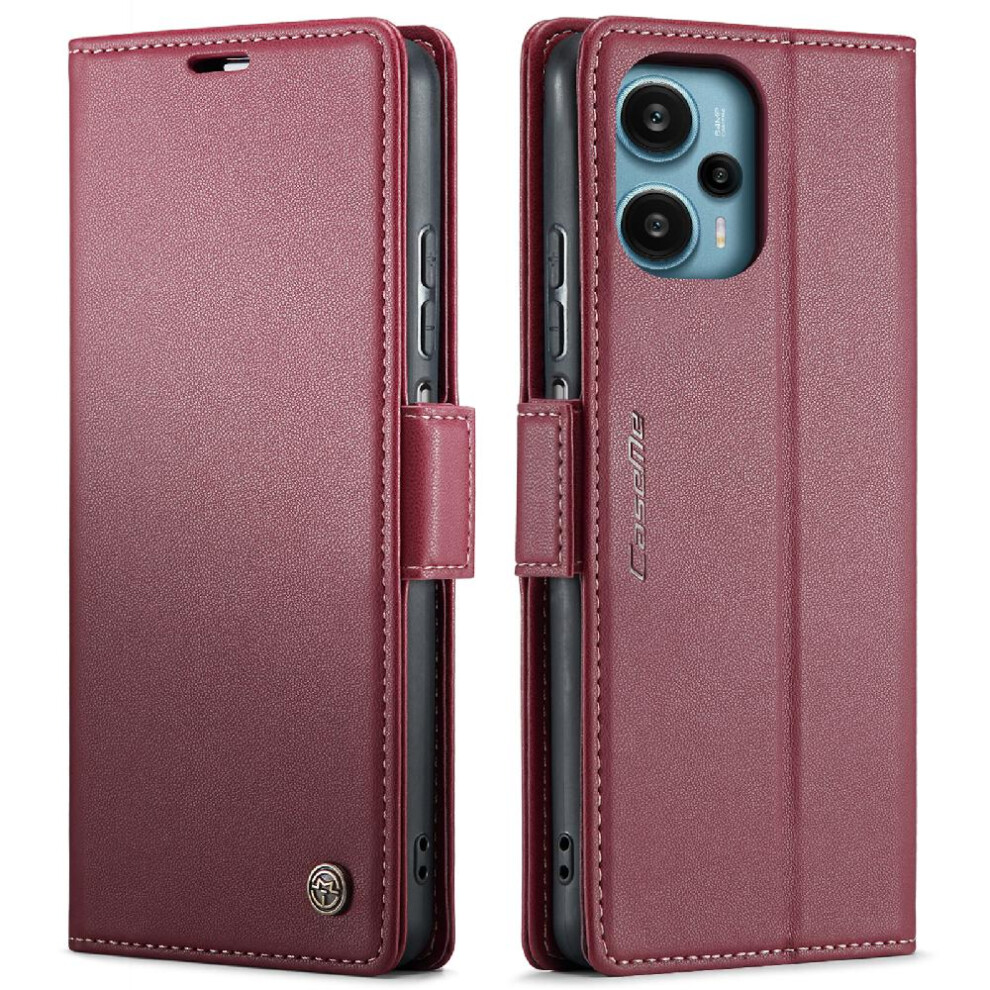(Red) Caseme Case For Xiaomi Poco F5 5G Wallet Case Kickstand Anti Fraud Card Slot Shockproof Case Red 764549490776
