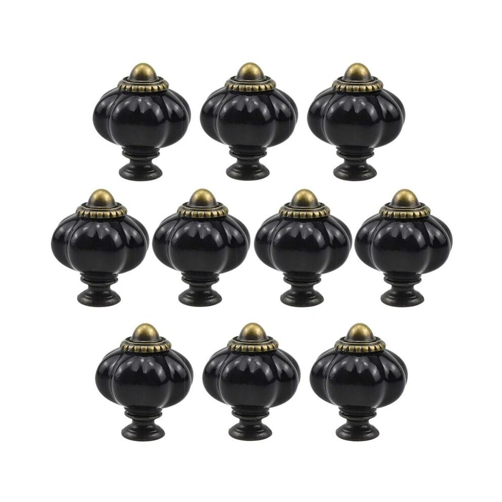 Pack Of 10 Black Pumpkin Shape Acrylic Furniture Knobs Cabinet Handle For Home Office With Screws 9469042641762