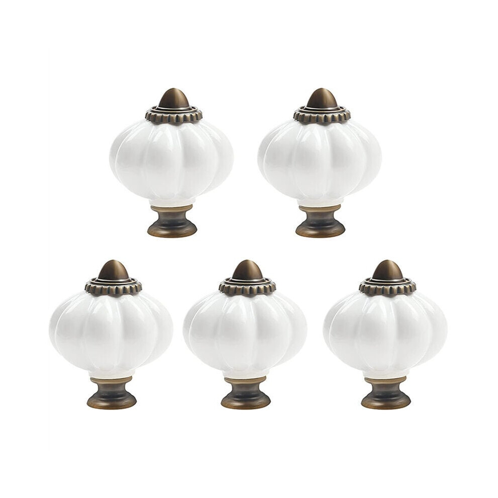 5X Knob - White Acrylic Furniture Pumpkin Shape With Screws Vintage Round Drawer Handle 9469042641854