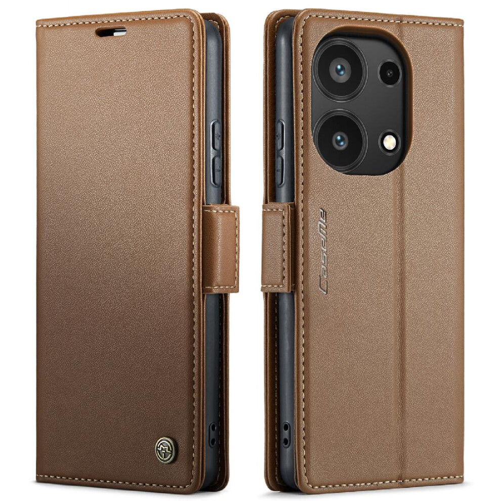 (Brown) Caseme Case For Xiaomi Redmi Note 13 4G Shockproof Case Card Slot Kickstand Anti Fraud Wallet Case Brown 764549490875