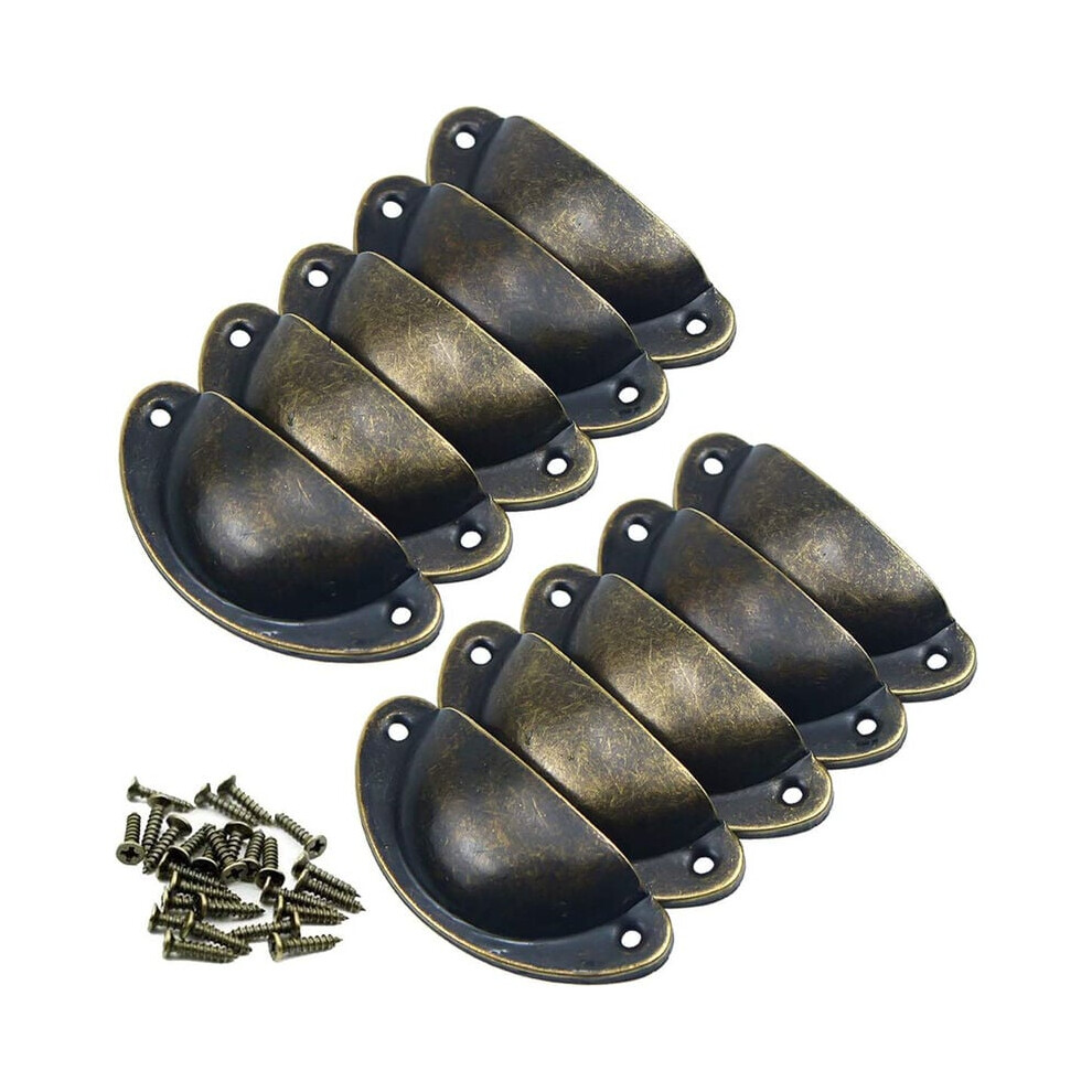 10X Retro Furniture Handles 82Mm Shell Shape Drawer Door Knobs With Screws Bronze 9469042642349