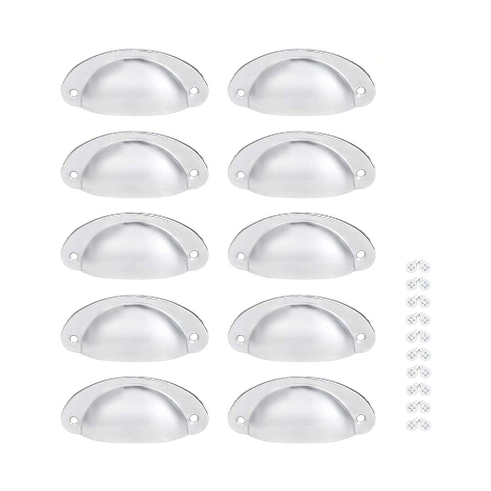 10 Pcs Silver Vintage Shell Furniture Handle Drawer Cabinet Pull 82Mm Cupboard Door Knob With Screws 9469042642523