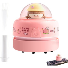 (Pink) Cute Vacuum For Desk, Cartoon Desktop Duster, Energy Saving, Battery Operated Crumb Vacuum For Car, Piano, Computer Keyboard, Home, School