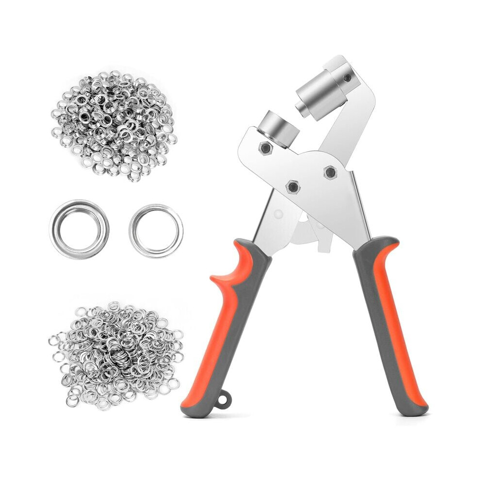 Lifeasy Silver Eyelet Pliers With 500 Eyelets 3/8 (10Mm) For Leather Leather Belt Fabric Clothing Pvc Tarpaulins Bags And Cases