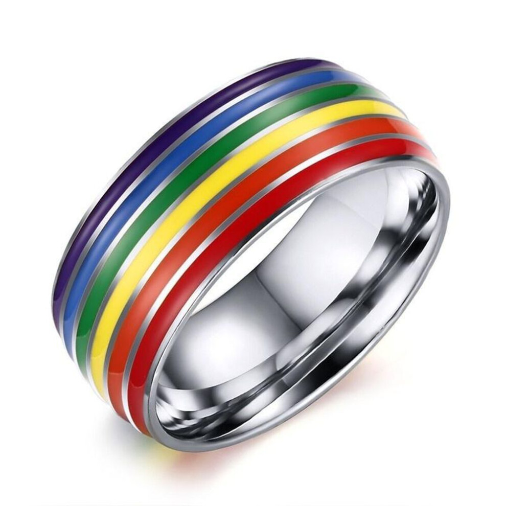 (7) Six-Color Ring Fashion Women and Man Rainbow Trend Jewelry