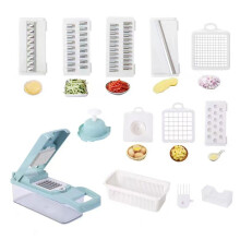 15 pezzi (blu) Tagliaverdure multifunzione Affettaverdure - Tagliaverdure Manuale Tagliaverdure - Tagliaverdure a cubo Tagliaverdure per pomodori, pat