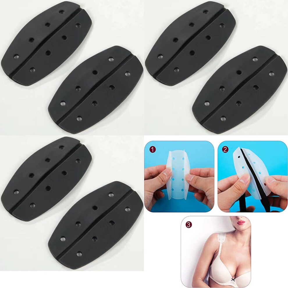 6pcs/3pairs (black - about 9.5*5.3cm) Non-Slip Pads for Bra Straps, Silicone Bra Strap Support Pads for Shoulder Pain Relief