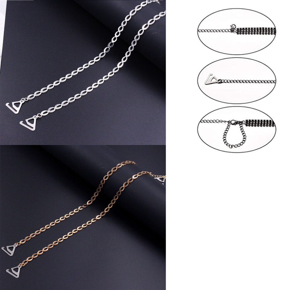 2PCS (Silver+Gold) Pairs of Adjustable Invisible Non-Slip Bra Straps