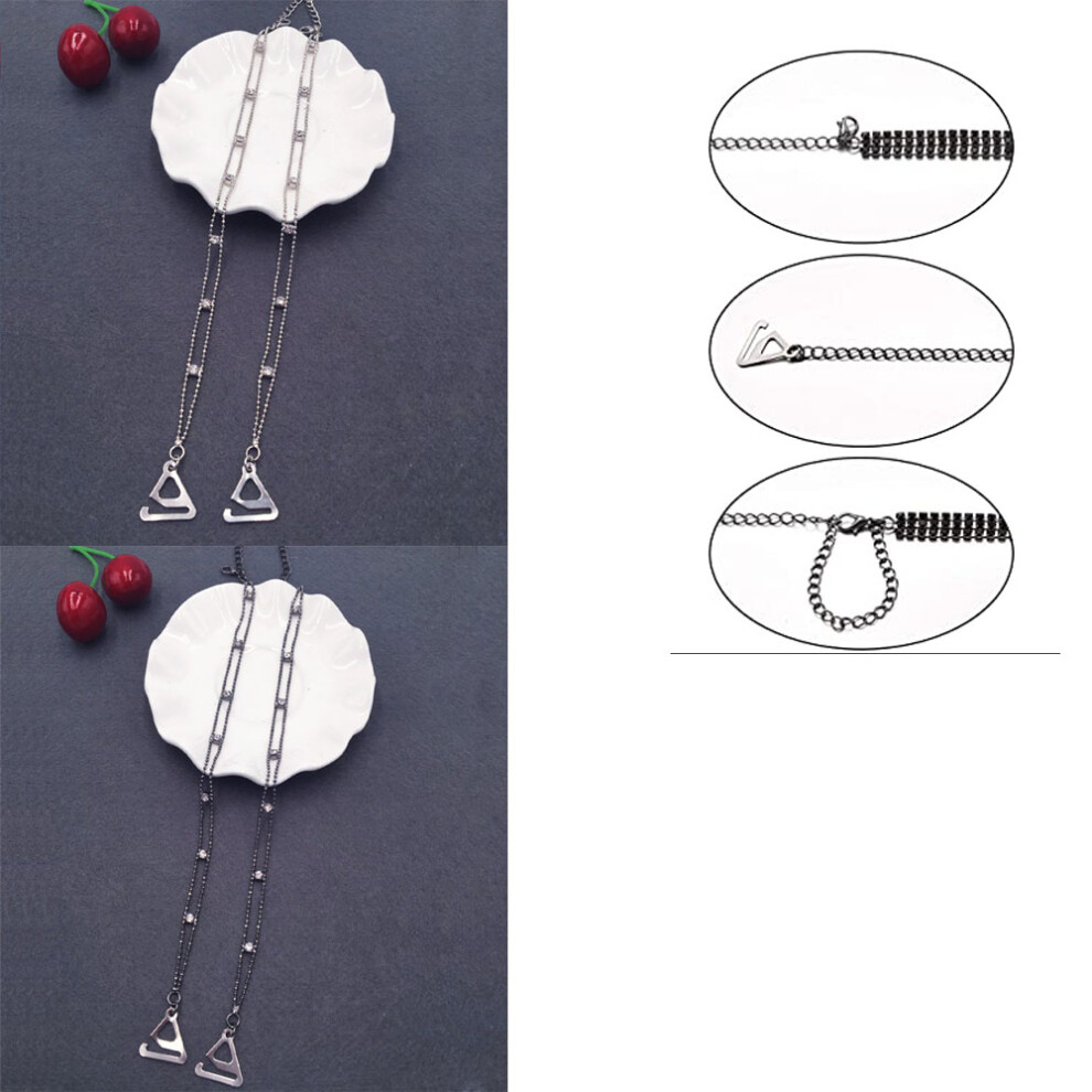 2PCS (Silver+Gun Black) Pairs of Adjustable Invisible Non-Slip Bra Straps