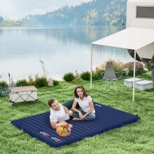 Outsunny Portable Inflatable Camping Bed with Double Mattress Navy Blue