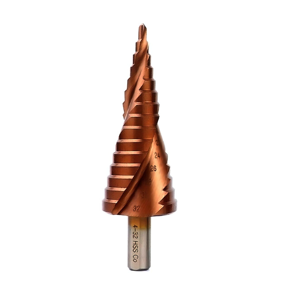 Cobalt Stepped Drill Bits 4-32Mm Spiral Groove, Hss M35 Cutout Enlarge Stainless Steel Plate For Quenching Steel Plate Steel Plate Drilling Triangle H 9469042682314