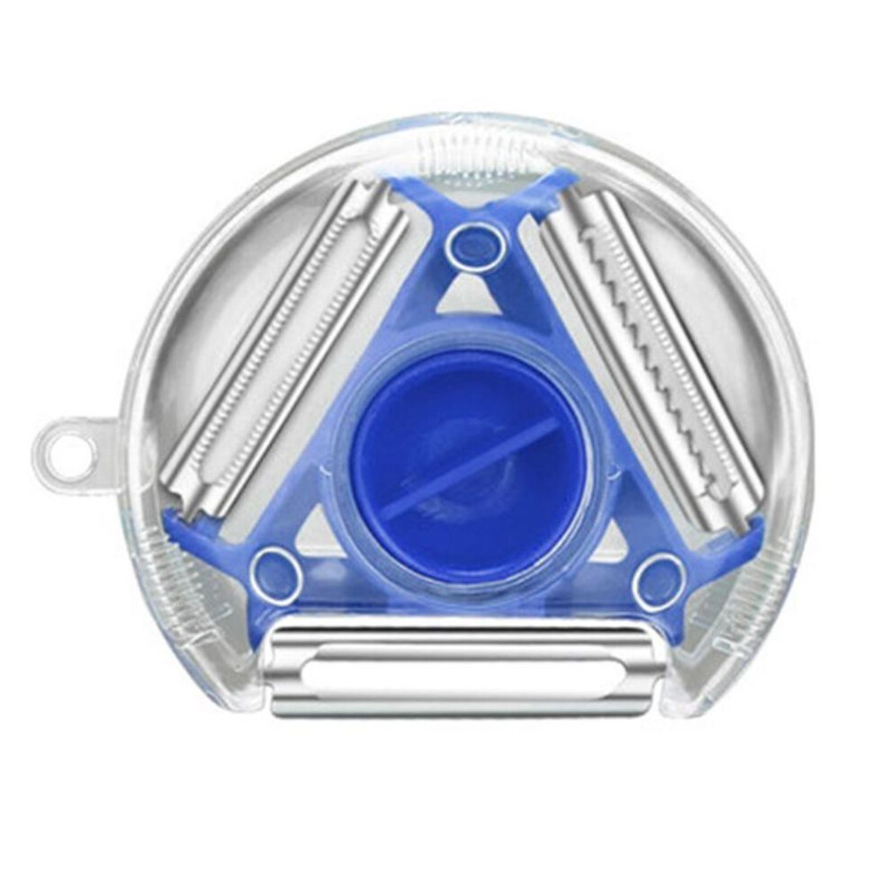 (blue) 3 In 1 Magic Trio Peeler Set Slicer Shredder Peeler Julienne Cutter Multi Peel Blade Zesters Grater Kitchen Tool Accessories