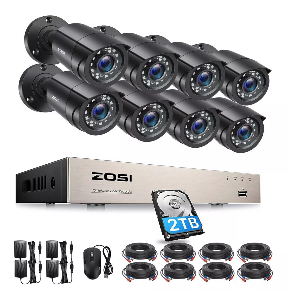 ZOSI 8X 1080P 8CH Outdoor CCTV Home Security Camera System Kit 2TB HDD