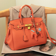 (Orange) Genuine leather platinum crossbody handbag