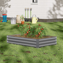 Galvanized Steel Raised Garden Bed - 120cm W x 90cm D x 30cm H, Outdoor Weather-Resistant Planter Box