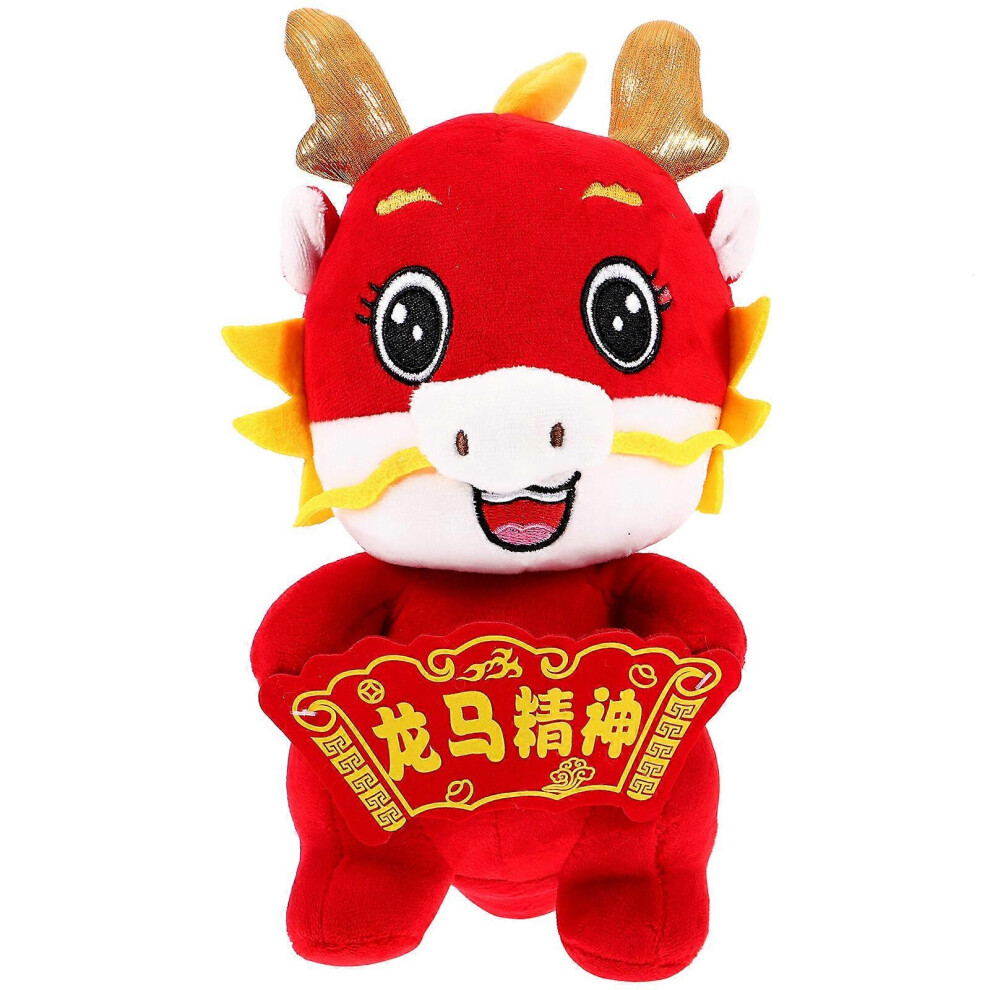 Kricely (As Show, One Size) Chinese Dragon Doll Cartoon Plush Dragon Adorable Stuffed Dragon Doll New Year Decor