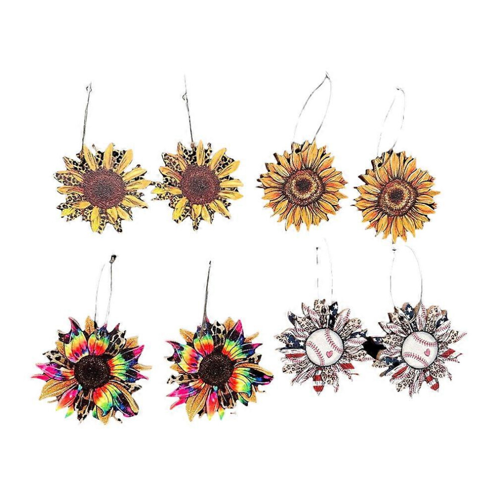 Kricely (As Show, One Size) 4 Pairs Sunflower Earrings Flower Dangle Earrings Ear Jewelry Women Ear Decors