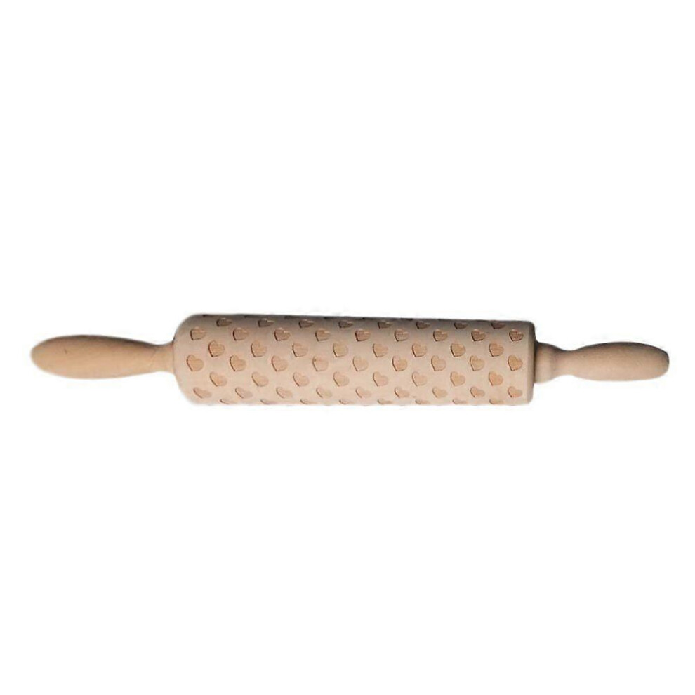 Kricely (As Show, One Size) Wooden Rolling Pin Beautiful Printing Rolling Pin For Home Store Baking (Love Pattern)